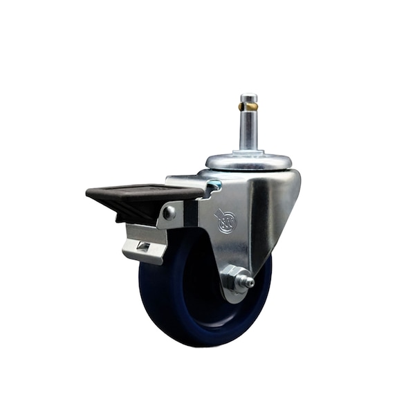 3.5'' Solid Poly Wheel Swivel 7/16'' Grip Ring Stem Caster with Brake